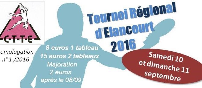 TOURNOI RÉGIONAL D&rsquo;ÉLANCOURT 10 & 11 SEPTEMBRE