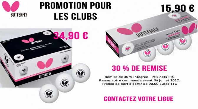 PROMOTIONS BALLES BUTTERFLY 2017