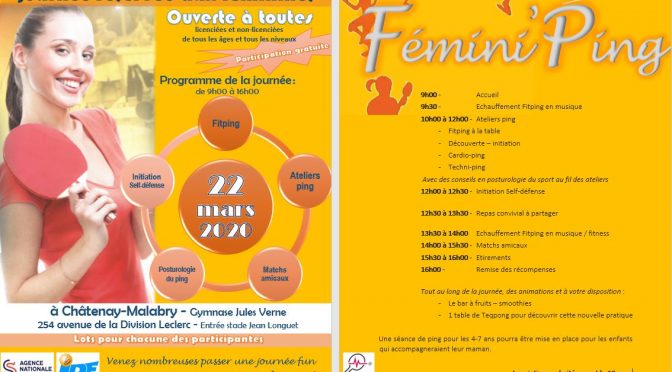 Femini&rsquo;Ping – Dimanche 22 mars 2020