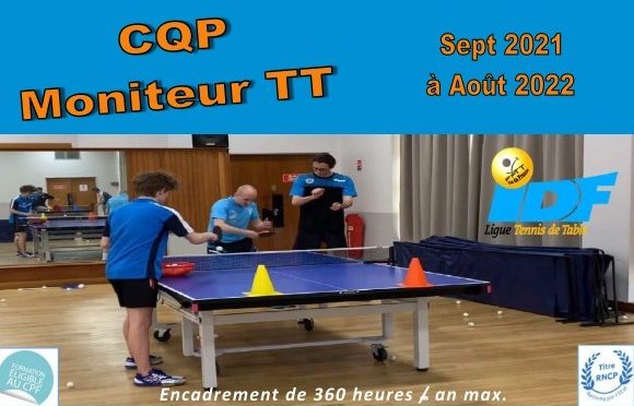 Brochure et dossier inscription CQP Moniteur TT 2021-2022