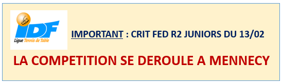 URGENT : CRIT FED R2 Juniors